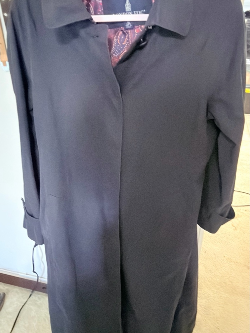 London Fog Black Trench with Paisley Lining